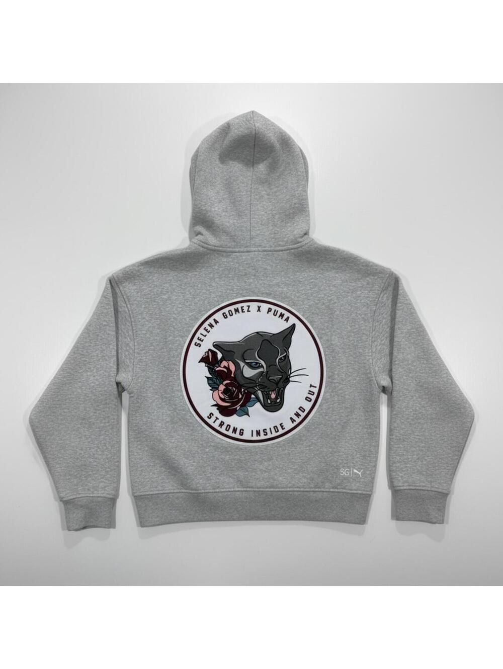 Puma Selena Gomez Hoodie Womens Small Gray Full Zip SG Strong Inside Out